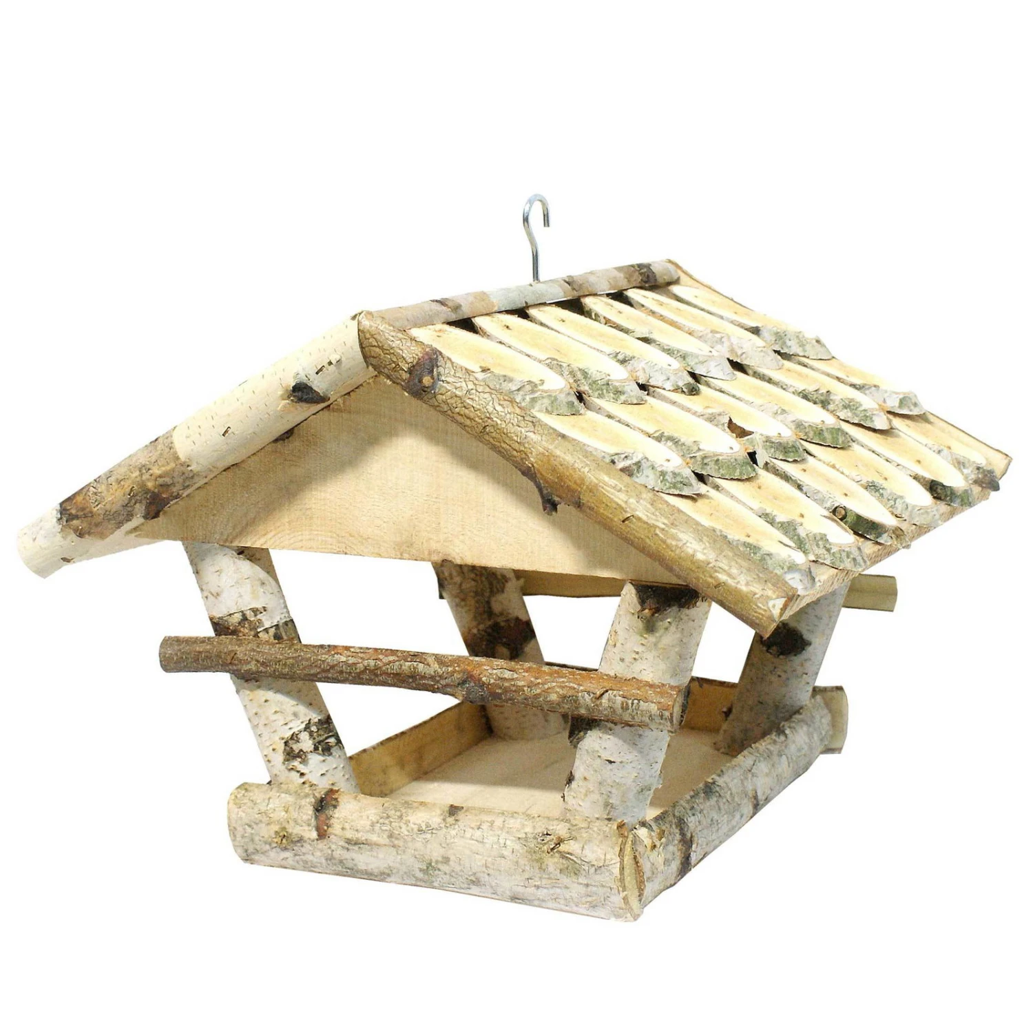 Vogelhaus Mit Birkendach, 38 X 32 X 26 – 29 Cm Zum Aufhängen 1 Vogelhaus Mit Birkendach, 38 X 32 X 26 – 29 Cm Zum Aufhängen