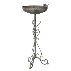 Vogeltränke, Schale Auf Fuß, Eisen, 30 X 33 X 75 Cm, Graubraun