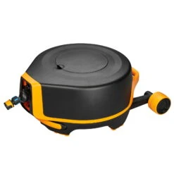 Fiskars Schlauchwagen Waterwheel Automatik XL, Für ½'-5/8", Schlauchdüse, Rasenspieß, Schwarz-orange -Bestes Gartengeräte Geschäft 0930200501 Schlauchwagen Automatik XL mit Raedern 360 78975