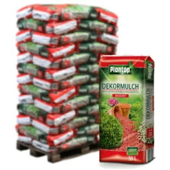 Plantop Dekormulch Ziegelrot, 1950 L Gesamt, 39 Sack á 50 Liter