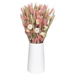 Weißer Trockenstrauß & Rosa Glanzgras, 3er-Set, Länge Ca. 55 - 70 Cm -Bestes Gartengeräte Geschäft 1055300004 Trockenstrauss weiss Phalaris rosa 1 83167