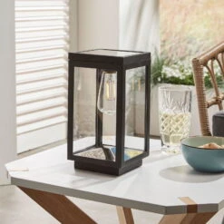 Solar-Tischleuchte 'Amsterdam', Schwarz, Ø 12 X H 22 Cm -Bestes Gartengeräte Geschäft 2950100715 Solar Kunststoff Tischleuchte Amsterdam 2 120467