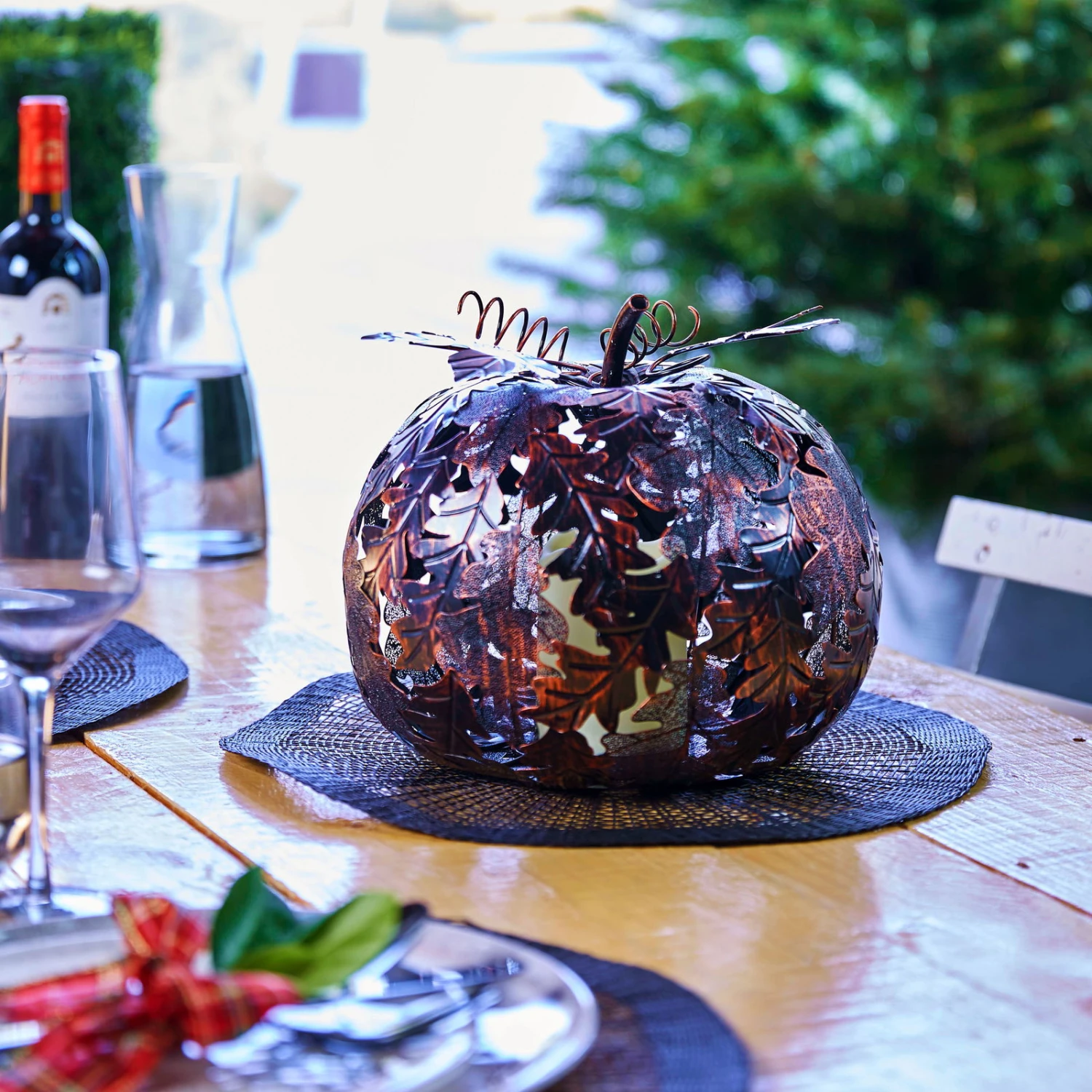 Gartenleuchte Kürbis Mit Blatt, Kupfer, Ca. 23,5 X 28 Cm 1 Gartenleuchte Kürbis Mit Blatt, Kupfer, Ca. 23,5 X 28 Cm