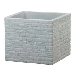Pflanzgefäß 'Muretto', Eckig, Stein, Grau, Kunststoff -Bestes Gartengeräte Geschäft 3210103978 Pflanzgefaess Muretto stein grau 97798