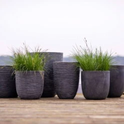 Pflanzgefäß 'Smooth', Grau, Ø 35 X H 34 Cm -Bestes Gartengeräte Geschäft 3210104122 3210104123 3210104124 3210104125 pflanzgefaess rib smooth 116915