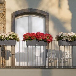 Lechuza Balconera Cottage, Granit -Bestes Gartengeräte Geschäft 3230100595 Balconera Cottage80 79x19x19cm granit Pflanzvol 12Ltr 17882