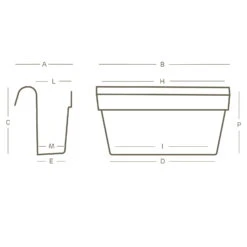 Balkon-Hängekasten UP Cassetta, Anthrazit, 50 Cm, 9 Liter -Bestes Gartengeräte Geschäft 3230101010 Balkon Haengekasten UP Cassetta technische Zeichnung 111253 1