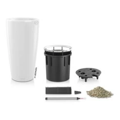 LECHUZA Rondo Premium 40, Weiß Hochglanz, All-in-One-Set, Ø 40 Cm, H:75 Cm -Bestes Gartengeräte Geschäft 3325100103 Rondo Premium40 weiss All in OneSet D40xH75cm RGB 3 7756