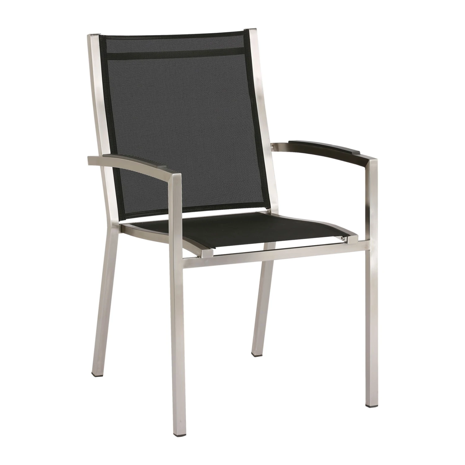 Best Edelstahl-Stapelsessel "Marbella", Hohe Rückenlehne, Textilen Schwarz 1 Best Edelstahl-Stapelsessel "Marbella", Hohe Rückenlehne, Textilen Schwarz