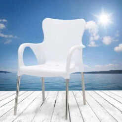 Best Stapelsessel Maui Silber/weiß -Bestes Gartengeräte Geschäft 3910302229 Stapelsessel Maui silber weiss 02 34692