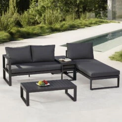 Best Loungegruppe 'Navarino', 4lgt., Anthrazit -Bestes Gartengeräte Geschäft 3910302684 Loungegruppe Navarino 4tlg anthrazit anthrazit 1 100749