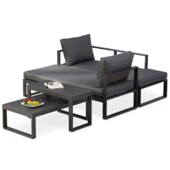 Best Loungegruppe 'Navarino', 4lgt., Anthrazit -Bestes Gartengeräte Geschäft 3910302684 Loungegruppe Navarino 4tlg anthrazit anthrazit 6 100748