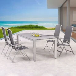 Best Klappsessel 'Palermo', Anthrazit/silber -Bestes Gartengeräte Geschäft 3910302685 Klappsessel Palermo Gestell silber Bezug anthrazit 4 100517