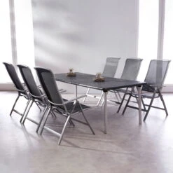 Best Klappsessel 'Palermo', Anthrazit/silber -Bestes Gartengeräte Geschäft 3910302685 Klappsessel Palermo Gestell silber Bezug anthrazit 5 100518