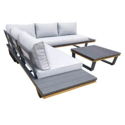 Alu-Eckloungegruppe 'Cahors' Inkl. Kissen, 4tlg., Anthrazit -Bestes Gartengeräte Geschäft 3910302722 Alu Eckloungegruppe Cahors 4tlg anthrazit Holzoptik inkl Kissen grau 2 121754