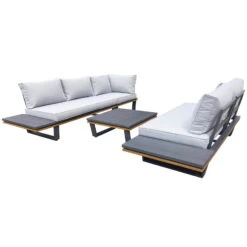 Alu-Eckloungegruppe 'Cahors' Inkl. Kissen, 4tlg., Anthrazit -Bestes Gartengeräte Geschäft 3910302722 Alu Eckloungegruppe Cahors 4tlg anthrazit Holzoptik inkl Kissen grau 4 121755