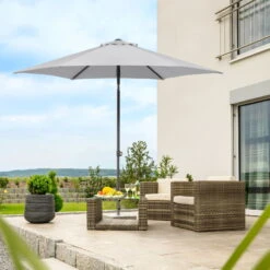 Mittelstockschirm 'Sevilla', Ø Ca. 270 Cm -Bestes Gartengeräte Geschäft 3910503154 Sonnenschirm Sevilla silbergrau 5 90487