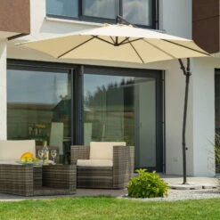 Pendelschirm 'Genua', Ø Ca. 300 Cm, Natur -Bestes Gartengeräte Geschäft 3910503207 Ampelschirm Genua natur 4 90685