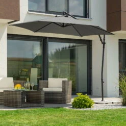 Pendelschirm, 'Genua', Ø Ca. 300 Cm -Bestes Gartengeräte Geschäft 3910503209 Ampelschirm Genua anthrazit 4 90702