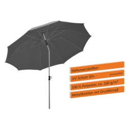 Sonnenschirm 'Locarno', Ø 220 Cm -Bestes Gartengeräte Geschäft 3910503329 Sonnenschirm Locarno ca D 220cm anthrazit 3 119161