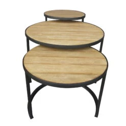 Beistelltisch 'Nestling', Schwarz, Natur -Bestes Gartengeräte Geschäft 3910801532 Beistelltisch Nestling 3er Set Stahlgestell Belattung FSC Akazie 4 102344