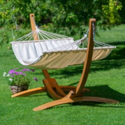Single Stab-Hängematte 'Chilllounge', Beach -Bestes Gartengeräte Geschäft 3940200322 Single Stabhaengematte Gestell Beach Cillounge Larch Stand FSC Laerche 1 86081