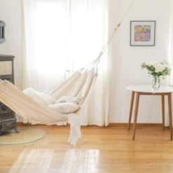 LA SIESTA Hängematte 'Modesta', Latte, Single - L 300 X B 140 Cm -Bestes Gartengeräte Geschäft 3940200330 Single Haengematte Modesta Latte Bio Baumwolle 3 106092