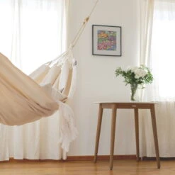 LA SIESTA Hängematte 'Modesta', Latte, Single - L 300 X B 140 Cm -Bestes Gartengeräte Geschäft 3940200330 Single Haengematte Modesta Latte Bio Baumwolle 4 106093