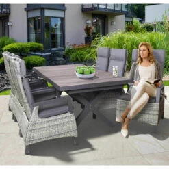 Geflechtsessel Bremen, Hellgrau/braun, Verstellbare Rückenlehne -Bestes Gartengeräte Geschäft 3950100954 Geflechtsessel Bremen Koelle graubraun inkl auflagen Ruecken verstellbar2 63432