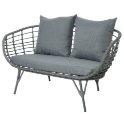 Loungegruppe 'Evora', 4-teilig, Grau -Bestes Gartengeräte Geschäft 3950101015 Alu Geflechtgruppe Evora 4tlg grau inkl Kissen 3 99291